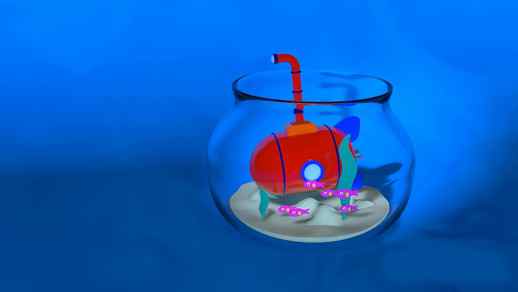LiveWallpapers4Free.com | Small Red Submarine / Aquarium / Glass Bulb 4K - Moving Desktop