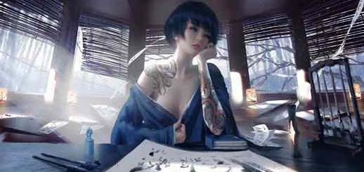 Jade Cute Asian Babe with Tattoo / Ghostblade 4K - Live Desktop