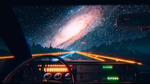 LiveWallpapers4Free.com | Night Drive Road Lights Galaxy and Stars 4K - Animated Wallpaper