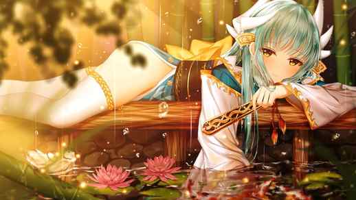LiveWallpapers4Free.com | Kiyohime Playing with Water / Rainfall / Fate Grand Order 4K - Animated Wallpaper