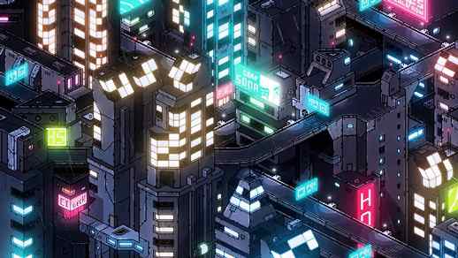 Pixel Cyberpunk Night City 4K - Animated Background