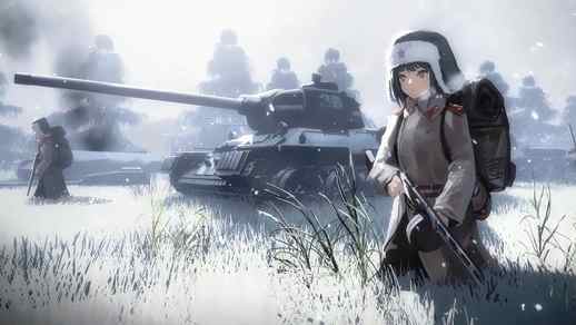 Anime Girls and Tanks / Soviet Army 4K - Desktop Theme