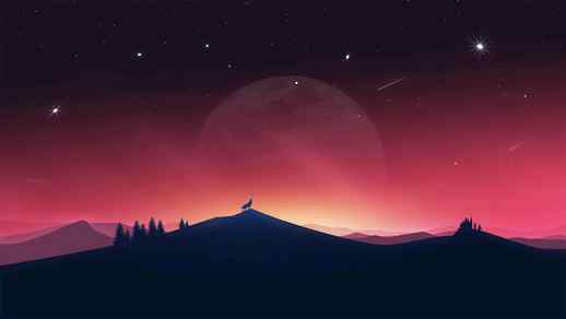 LiveWallpapers4Free.com | Lonely Wolf Under The Night Sky / Stars / Comets 4K - Animated Windows Theme