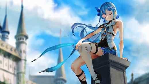 LiveWallpapers4Free.com | Anime Girl Sitting On a Column near Castle - Live Wallpaper