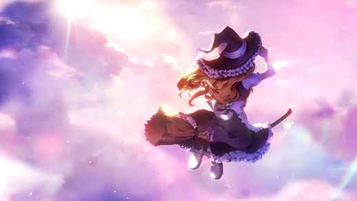 Cute Marisa Kirisame Flying a Broom In The Sky | Touhou Project - Free