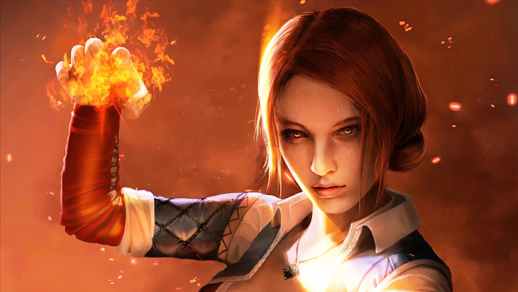 Triss Merigold with Magic Fire | The Witcher 3: Wild Hunt - Live Background