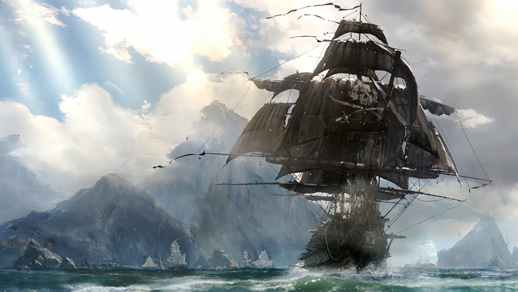 Pirate Ship in the Bay | Sea | Clouds - Video Theme ...