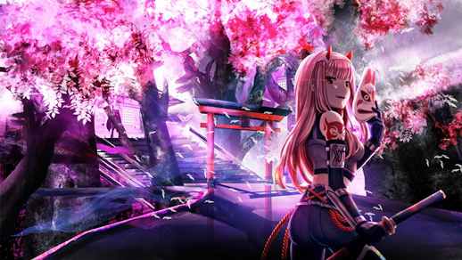 LiveWallpapers4Free.com | Zero Two with a Mask in his Hand | Samurai - Desktop Theme