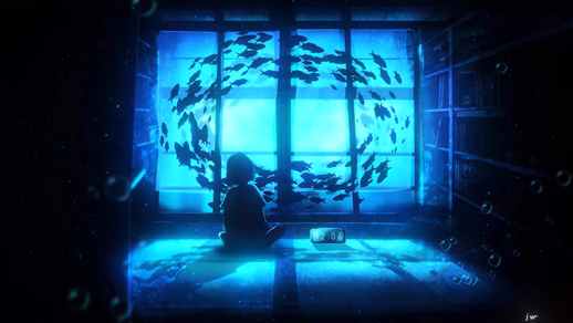 LiveWallpapers4Free.com | Anime Girl Watching Fish Aquarium 4K - Video Wallpaper
