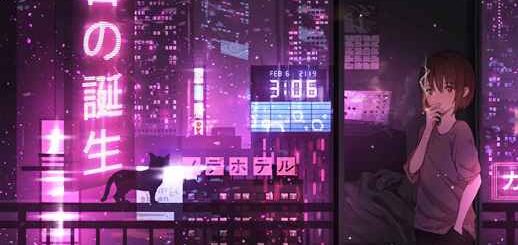 Anime Girl Smoking | Neon City | Night | Cat 4K - Live Theme