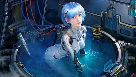 LiveWallpapers4Free.com | Rei Ayanami with Blue Hairs is Bathing | Neon Genesis Evangelion 4K - Video Theme
