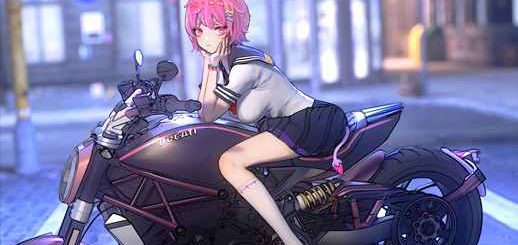 Pink hair Girl On Bike Ducati 4K - Live Background