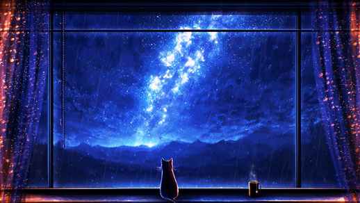 LiveWallpapers4Free.com | Lonely Cat Watching Aurora Night Sky 4K - Live Wallpaper