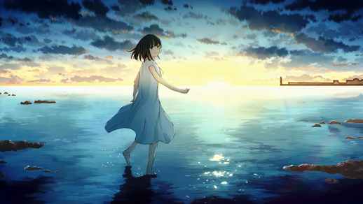 LiveWallpapers4Free.com | Anime Girl Walking On The Water | Beautiful Landscape 4K Quality Desktop