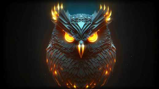 LiveWallpapers4Free.com | Fantasy Mechanical Flame Owl
