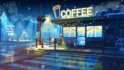 Frozen Coffee | Street | Winter | Snowfall 4K Quality
