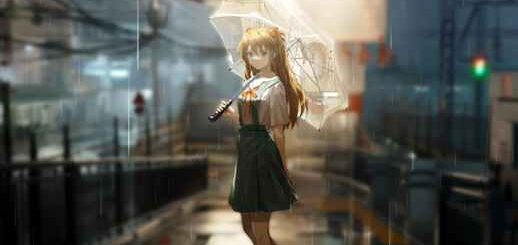 Wallpaper  Anime  photo  picture  rainy day torrential the rain the  bridge girl