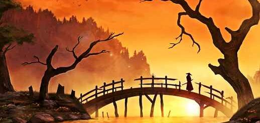 Lonely Samurai Standing On The Bridge 4K Desktop