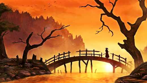 LiveWallpapers4Free.com | Lonely Samurai Standing On The Bridge 4K Desktop