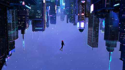 Live Desktop Wallpapers | Falling Upside Down Neon City Spider-man Into The Spider-verse