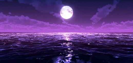 Purple Ocean | Full Moon | Clouds