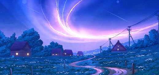 Village | Purple Aurora | Night
