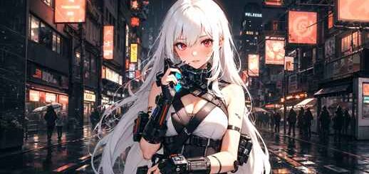 Cyberpunk | Anime Girl | Rainy | City Street 8K Live Wallpaper