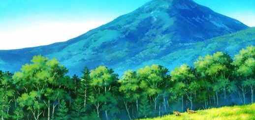 a painting of a field with mountains in the background, anime landscape,  art illustration Stock Illustration | Adobe Stock
