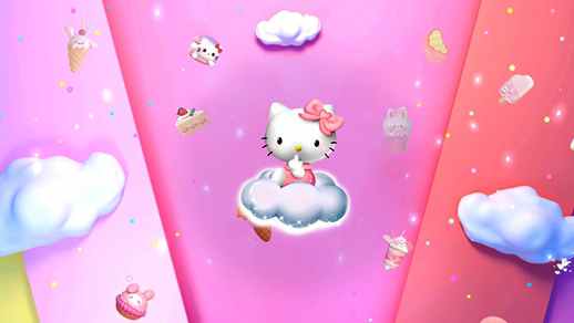 LiveWallpapers4Free.com | Pink Hello Kitty on Cloud | Sanrio 4K