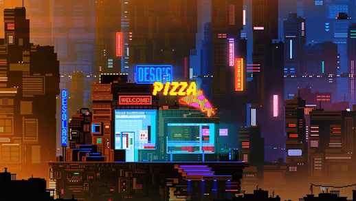 Cyberpunk Pizza Desolar Pixel