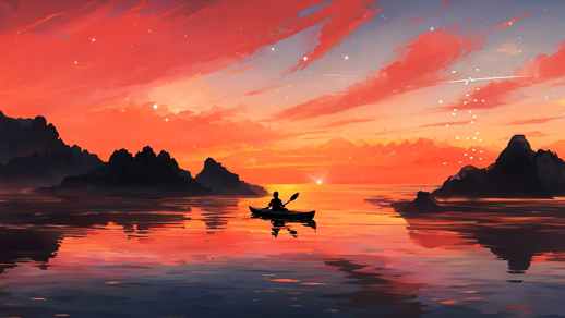 Live Desktop Wallpapers | Lake Boatman and Falling Stars