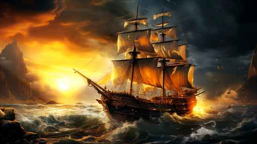 LiveWallpapers4Free.com | Sailing Ship a Storm is Coming at 4K