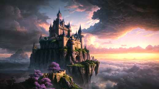 LiveWallpapers4Free.com | Floating Castle In The Clouds | Fantasy World