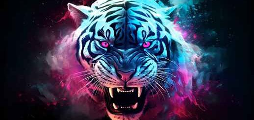Wild White Angry Tiger
