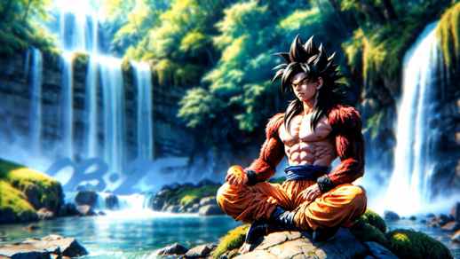 LiveWallpapers4Free.com | Goku Meditating | Super Saiyan 4 | Dragon Ball at 8K