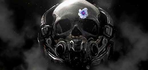 Metal Skull and Flower
