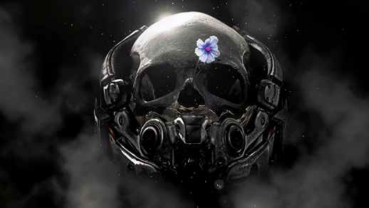 Metal Skull and Flower
