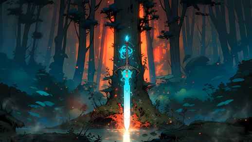 LiveWallpapers4Free.com | Magic Sword in Forest
