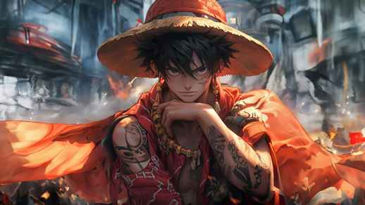 LiveWallpapers4Free.com | One Piece | Tattooed Luffy | Fantasy