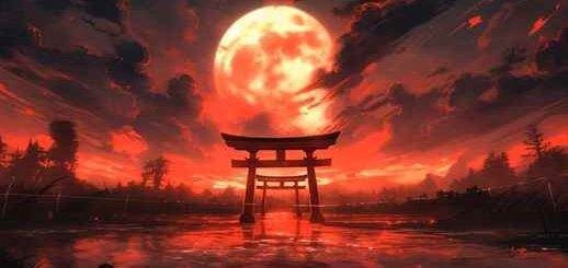 Torii Gate | Blood Moon | Fantasy and Mysticism