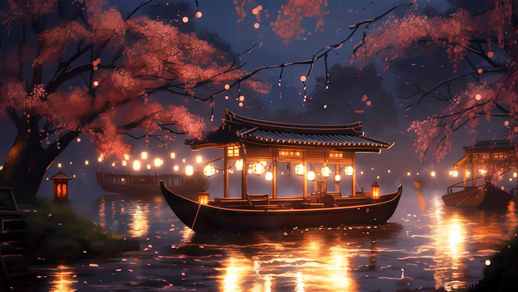 Live Desktop Wallpapers | Lanterns Festival River Boat