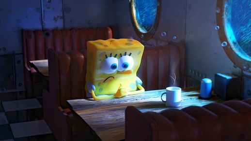 LiveWallpapers4Free.com | Lonely Spongebob In Krusty Krab | Rainy Day