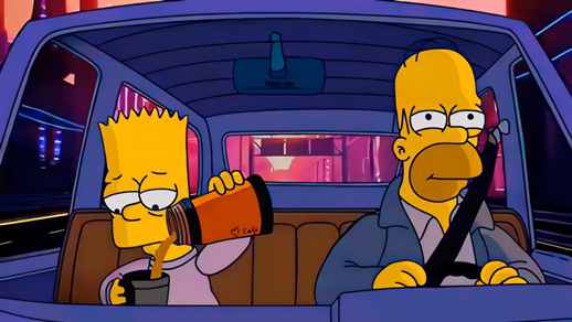 LiveWallpapers4Free.com | Bart & Homer Simpsons Chill Drive