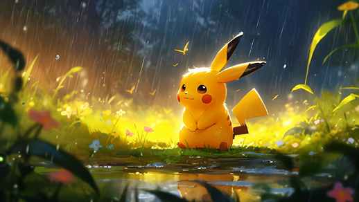 Live Desktop Wallpapers | Pikachu in The Rain | Pokemon Anime