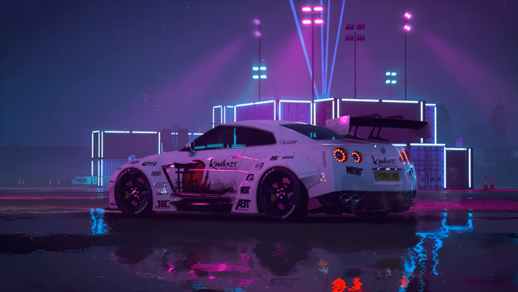 LiveWallpapers4Free.com | Nissan GT-R R35 Nismo in The Night Rain | Neon Lights