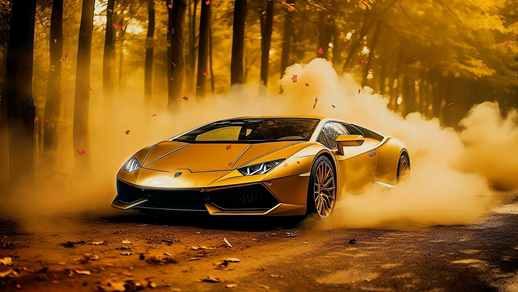 LiveWallpapers4Free.com | Drift in the Autumn Forest on a Lamborghini
