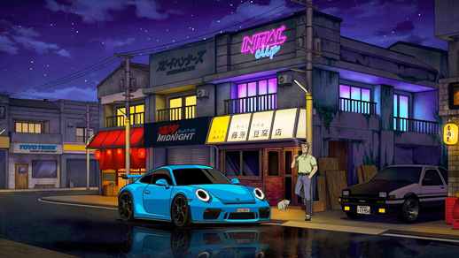 LiveWallpapers4Free.com | GTR3 Porsche | Sports Car | Night City