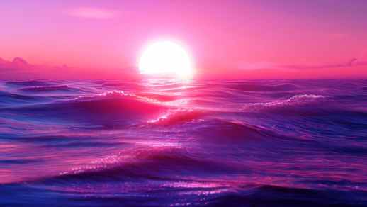 Pink Sunset | Ocean | Waves | Horizon Line