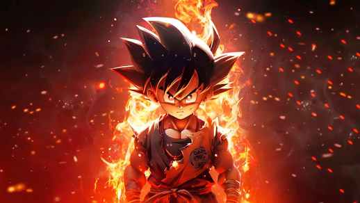LiveWallpapers4Free.com | Kid Goku | Energy Burst | Flames
