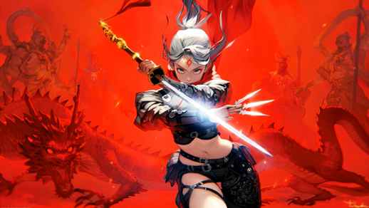 LiveWallpapers4Free.com | Assassin Girl with a Dagger and a Red Dragon